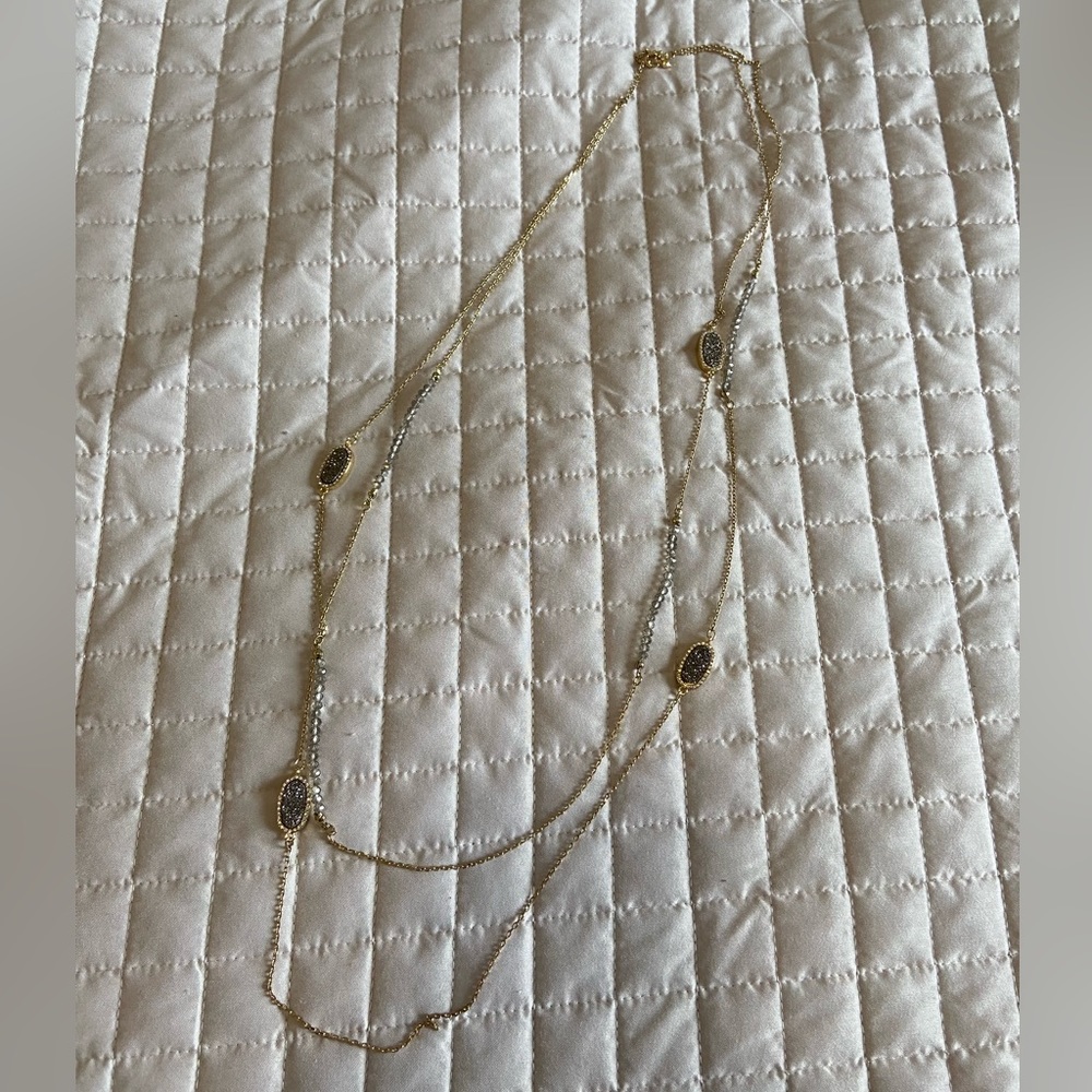 Loft Double Strand Bead and Druzy Necklace